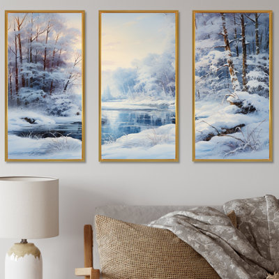 Winter River Window View II - Winter Landscape, art mural