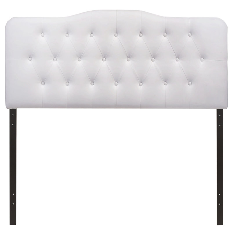 Annabel White Faux Leather Queen Tufted Headboard