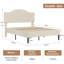 Double Size Upholstered Bed Frame, Modern Platform Bed With Adjustable Velvet Fabric Headboard, Wood Slat Support, No Box Spring Needed, Beige