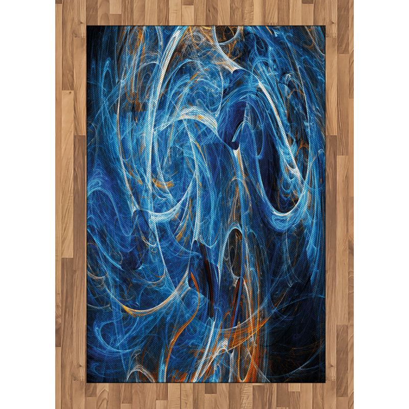 Tapis décoratif à fibres longues haute densité en polyester et coton style espace Swett, Rectangle— 4 pi x 5 pi 8 po