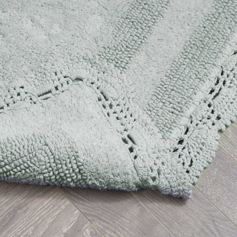 Tapis de bain en coton fabriqué au crochet lavable à la machine Laura Ashley, L 40'' x l 24'', Vert sauge
