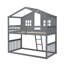 Twin Over Twin House Bunk Bed With Ladder, Wood Bed-Grey