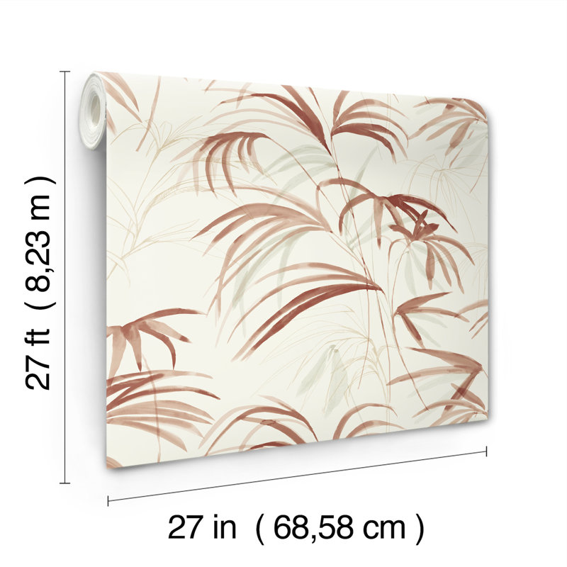 Papier peint Inky Warm Neutral Palms, Rouge