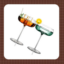 Classic Cocktail Glassware for Champagne, Martini, Manhattan, Cosmopolitan, Sidecar, Crystal Speakeasy Style Goblets Stems (Set of 6) Orren Ellis