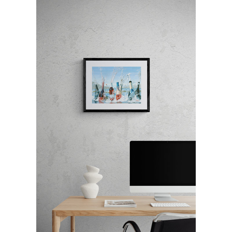 Topless At The Beach Print by Will Enns, Black Framed Paper, 17.25" H x 21.25" W