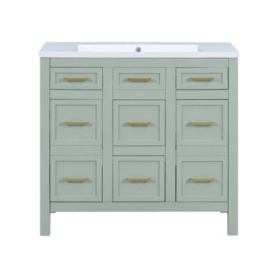Meuble-lavabo 36 po avec lavabo intégré en résine - 4 tiroirs, 2 portes