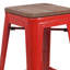 Tabouret de bar en métal sans dossier de 30 po de hauteur avec siège carré en bois Margherite-58202619-58202620