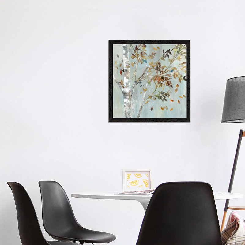 Birch With Leaves I by Allison Pearce - Wrapped Canvas Painting, 45.72 cm H x 45.72 cm W, Black Framed