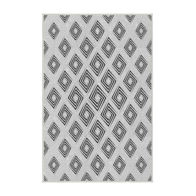 Tapis noir/blanc cassé à motifs