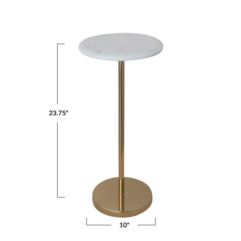 Table ronde martini en métal avec plateau en marbre