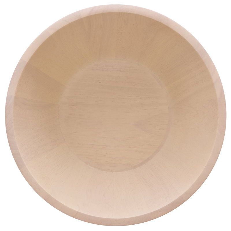 Blonde Par Rubber Tree Wood Large Serving Bowl 17.5"