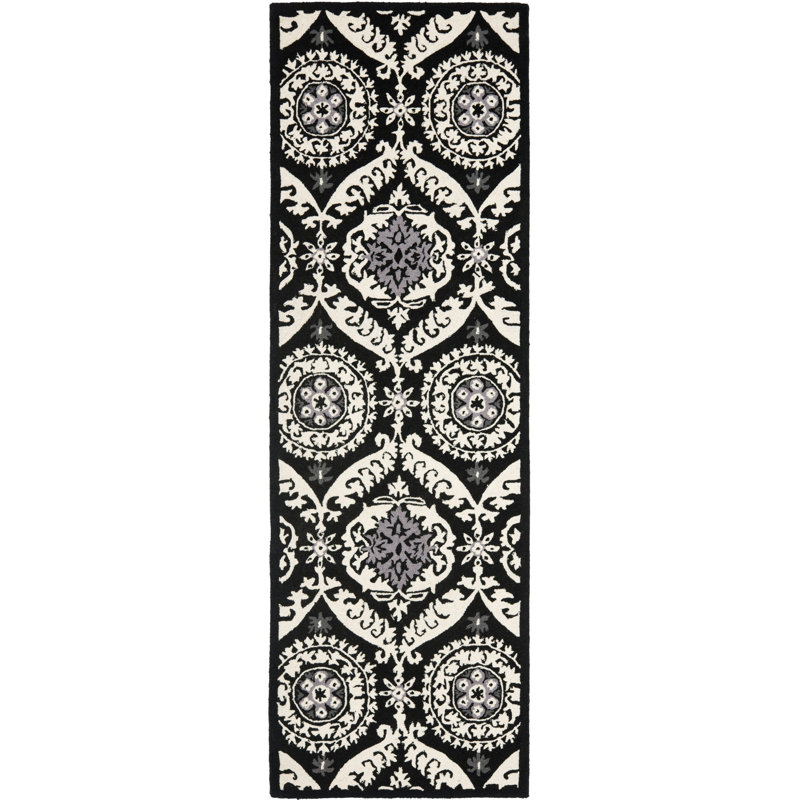 Holmsten Hand Hooked Wool Pile Floral Rug, Runner 2'6" x 6'