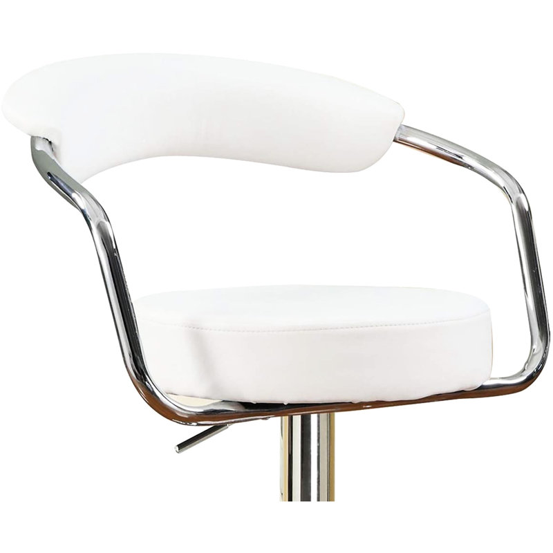 Paire de tabourets de bar contemporains blancs - Chaise de salle à manger réglable de 2 places assises avec coussins confortables