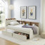 Lit de jour simple en tissu d'ameublement en velours avec tête de lit avec rangement et chargement sans fil, lit de jour multifonctionnel avec deux tiroirs de rangement et lumières DEL, beige-1597360739