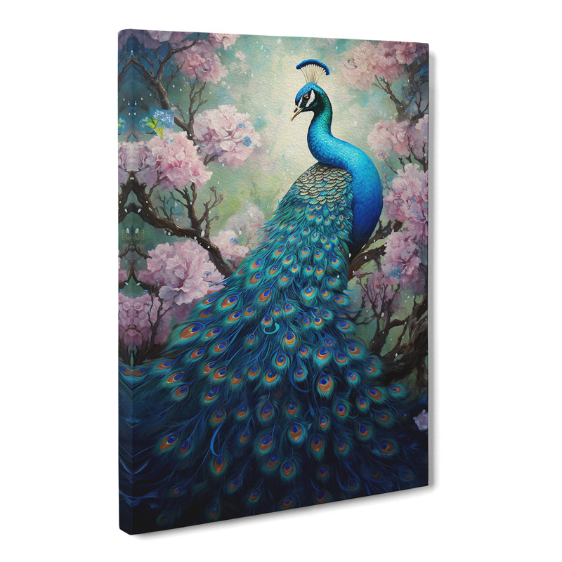 Peacock Romanticism - Wrapped Canvas Print, 60cm H x 40cm W x 3cm D