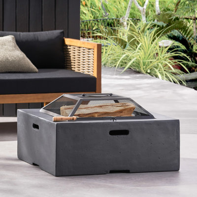 Foyer d'extérieur au feu de bois en oxyde de magnésium 29 po gris foncé - idéal pour les conversations extérieures, 29,29 po x 17,16 po, unité 53,6 lb gris, bonheur, profondeur et largeur, hauteur, poids
