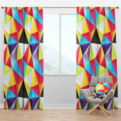 Triangle vif - Rideau géométrique - Velours obscurcissant - 1 panneau