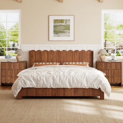 Tête de lit moderne en bois à la mode avec motif festonné