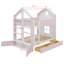 Lit superposé avec tiroirs et étagères de rangement, lit superposé moderne bicolore en bois avec bande lumineuse.-1112975769
