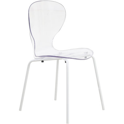 Edenfield Dining Chair with Curved Back and Waterfall Edge Seat White Powder-Coated Metal Legs