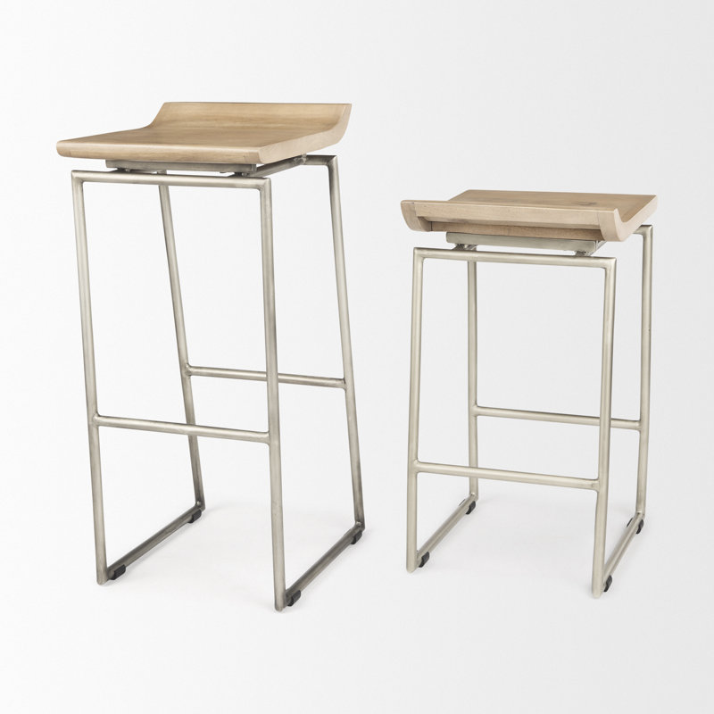 Barlow Counter Stool with Metal Frame, Counter Stool (24.25" Seat Height), Silver/Natural
