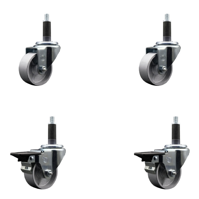 Ensemble de roulettes extensibles semi-pivotantes à 2 roues SCC PLB 3 po x 1 po