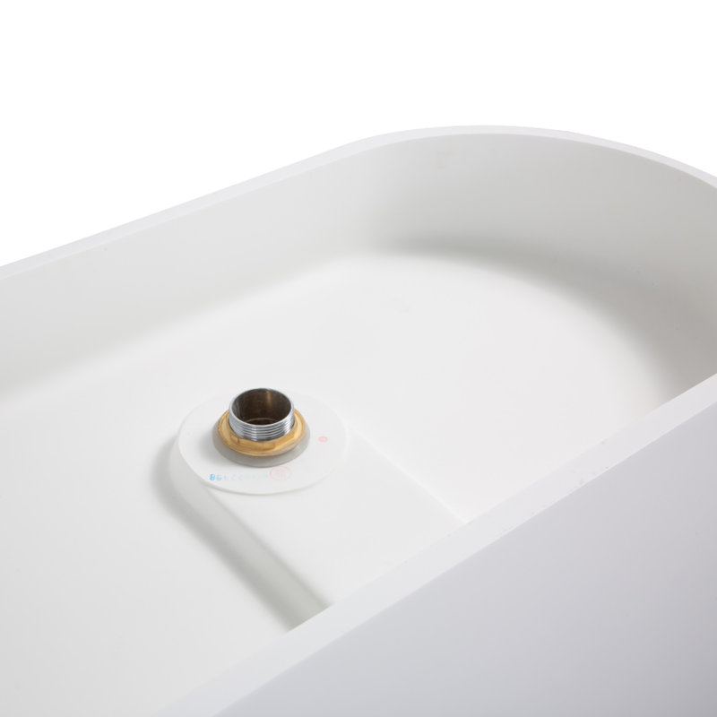 63'' x 29.5'' Freestanding Soaking Solid Surface Stone Resin Bathtub, Matte White