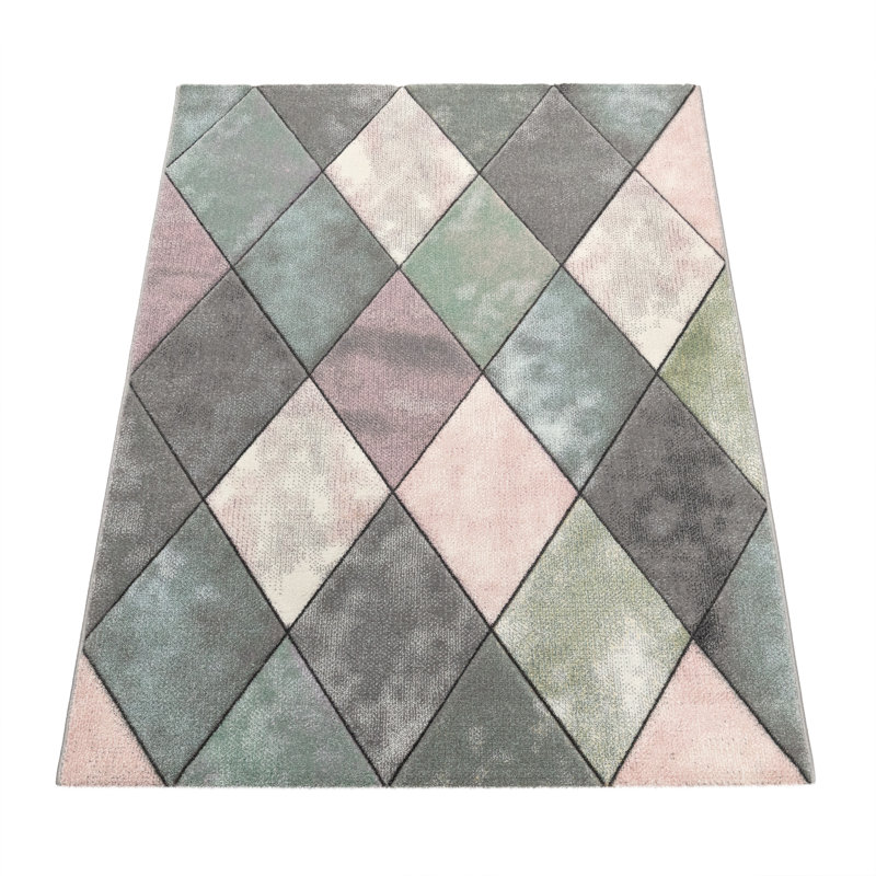 Alejo Geometric Area Rug, Rectangle 60 x 110cm