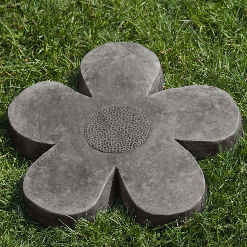 Flower Power Stepping Stone, Graystone, 2" H x 12.25" W x 12.25" D