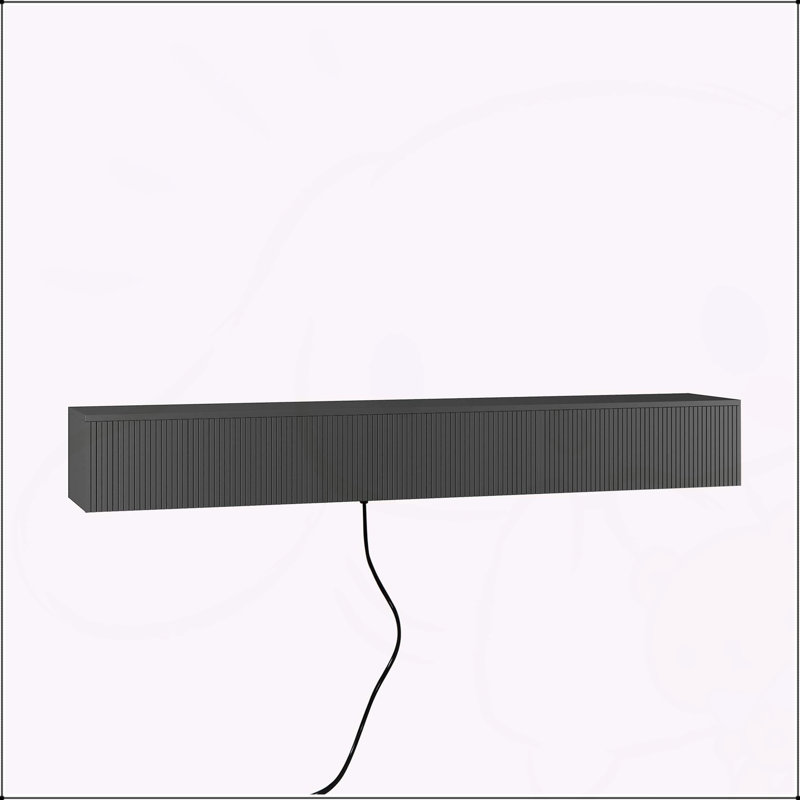 Meuble télé flottant à fixation murale avec 16 DEL de couleur et 69 po, H 9 po x L 11,8 po x l 68,8 po, Noir