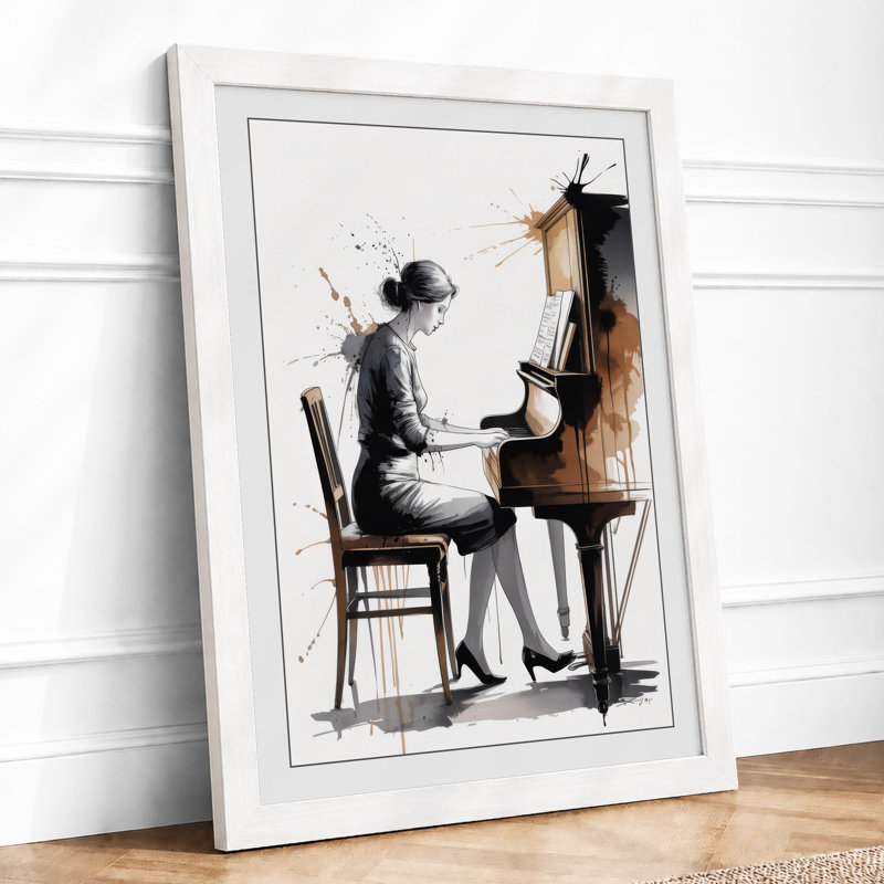 Passion at the Keys Modern 1 Piece Single Picture Frame Wall Art, A2 - 59.4 x 42.0 cm, White