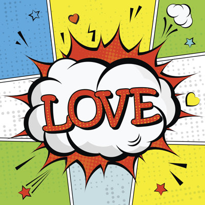 Creative Colorful Poster With The Lettering Love. Pop-Art Style - Wrapped Canvas Print