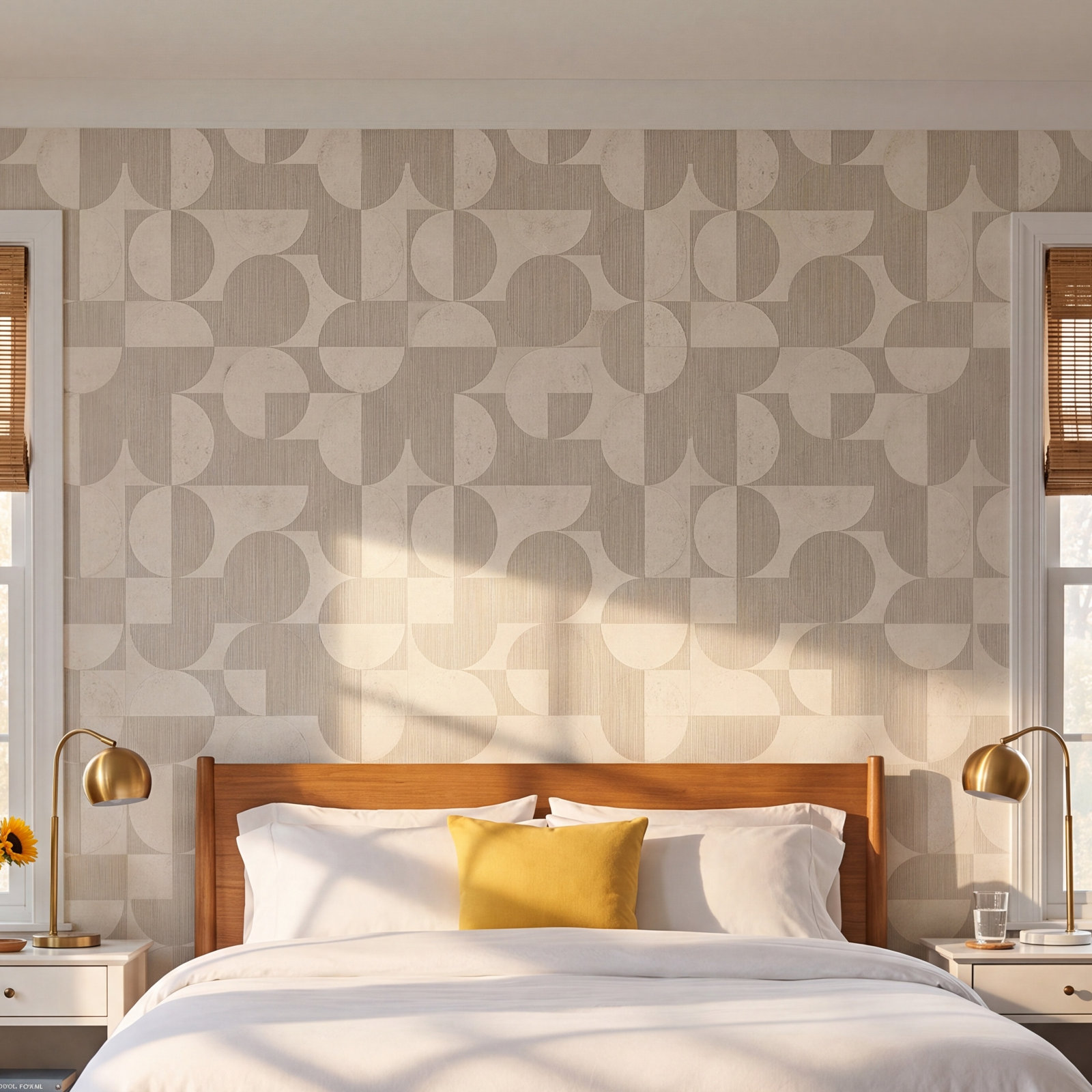 Mid-Century Geometric Wallpaper, Gray