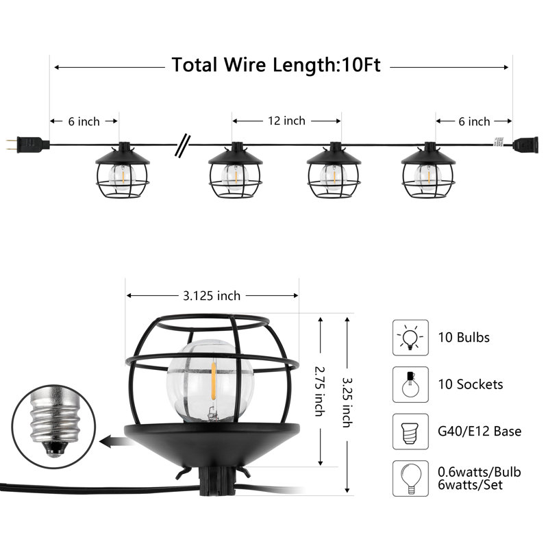 Ashlock Outdoor 10 - Bulb 120'' Plug-in String Light