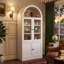 Armoire de rangement 71 po de haut moderne avec portes en verre trempé et bibliothèque autoportante en panneau de fibres à densité moyenne (blanc / noir)-956344932