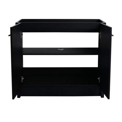 Freestanding 36 Inch Bathroom Vanity - Black Chestnut, User- Design Chestnut Storage