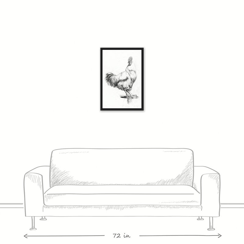 « campagne coq sketch », reproduction d’art sur toile, H 24 po x l 16 po, Toile tendue