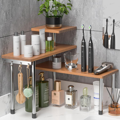 Étagère de coin de cuisine pour comptoir de cuisine - étagère de rangement pour salle de bain à 3 niveaux