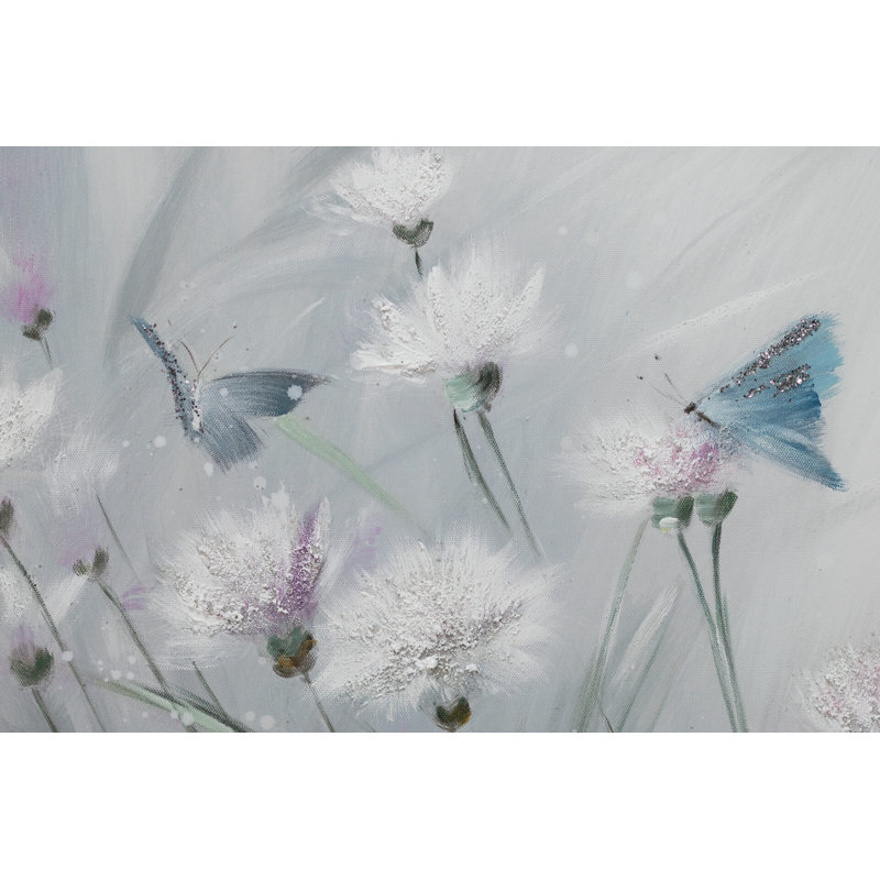 Hand -painted floral shimmer acrylic painting
