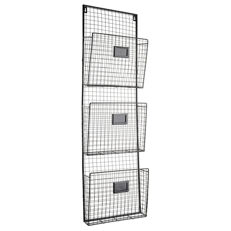 Metal Wall Organizer with Wall Baskets, Black