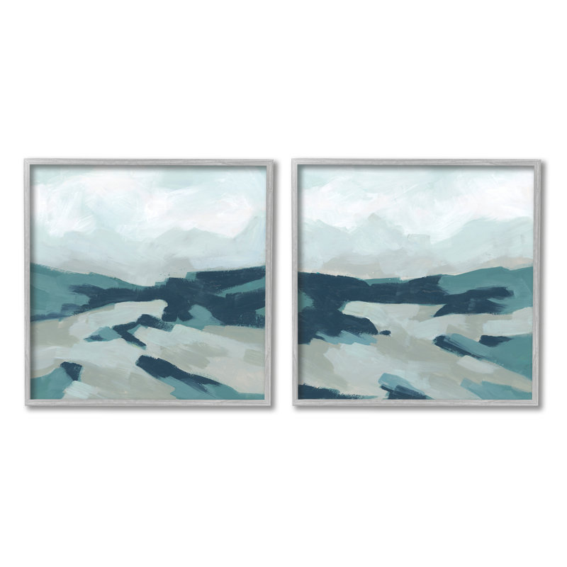 «Cloudy Blue Mountain Scene», ensemble de peintures abstraites par June Erica Vess, H 24 po x l 24 po x P 1,5 po