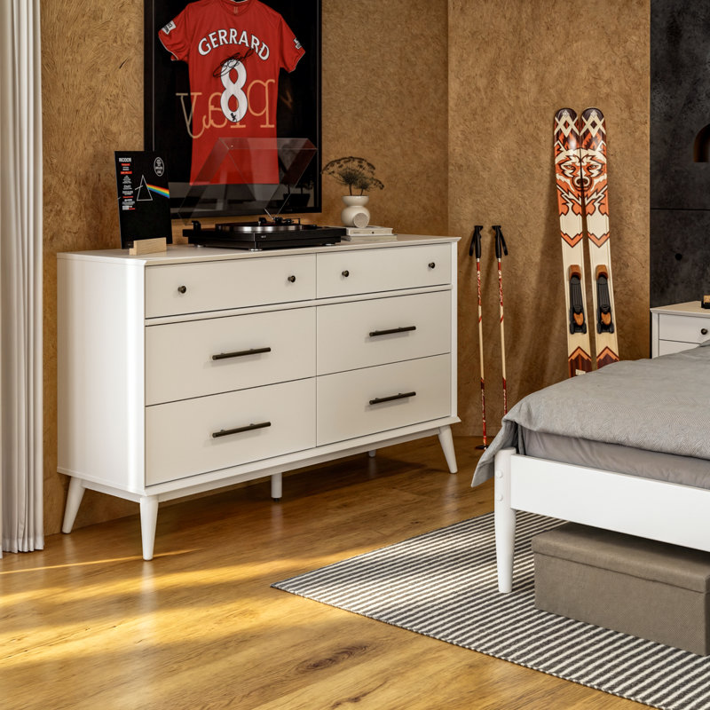 Ashlie 6-drawer double chest of drawers, White