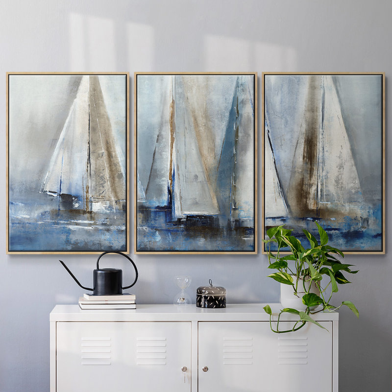 " Quiet Wind II " 3 - Pieces, 36" H x 75" W x 2" D, Natural