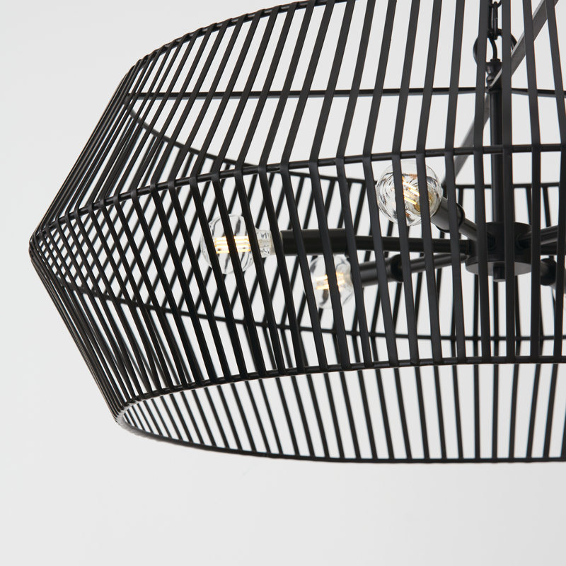 Lustre cage 6 lumières à intensité variable Kaiya, Noir