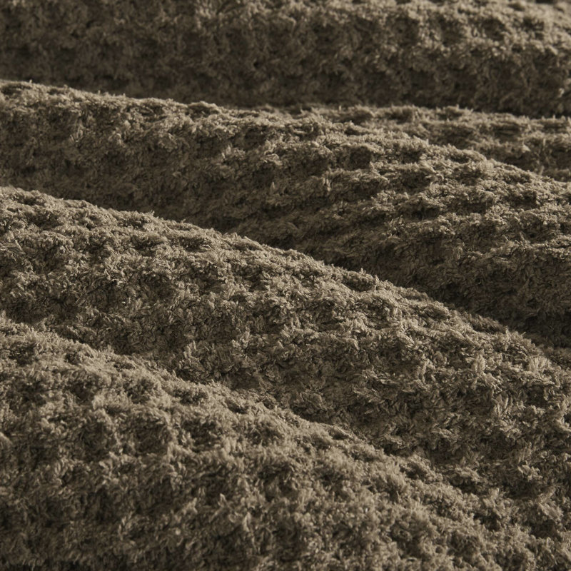 Édredon très grand chenille en tricot gaufré - 100%, couleur brune, 2 taies décoratives, lavable à la machine, revers brun confortable, avec envers