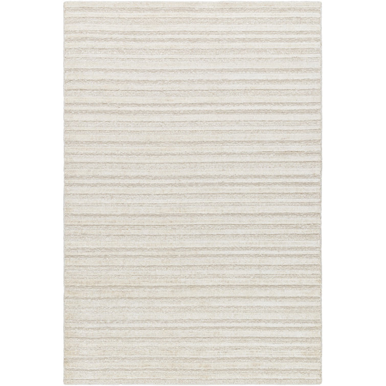 Tapis beige en viscose tissé à la main Rectangle Trona