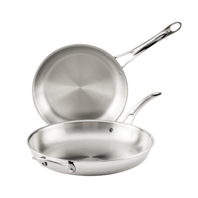 Anolon Everlast Tri-Ply Clad Frying Pan Set, 10-Inch And 12.5-Inch, Stainless Steel