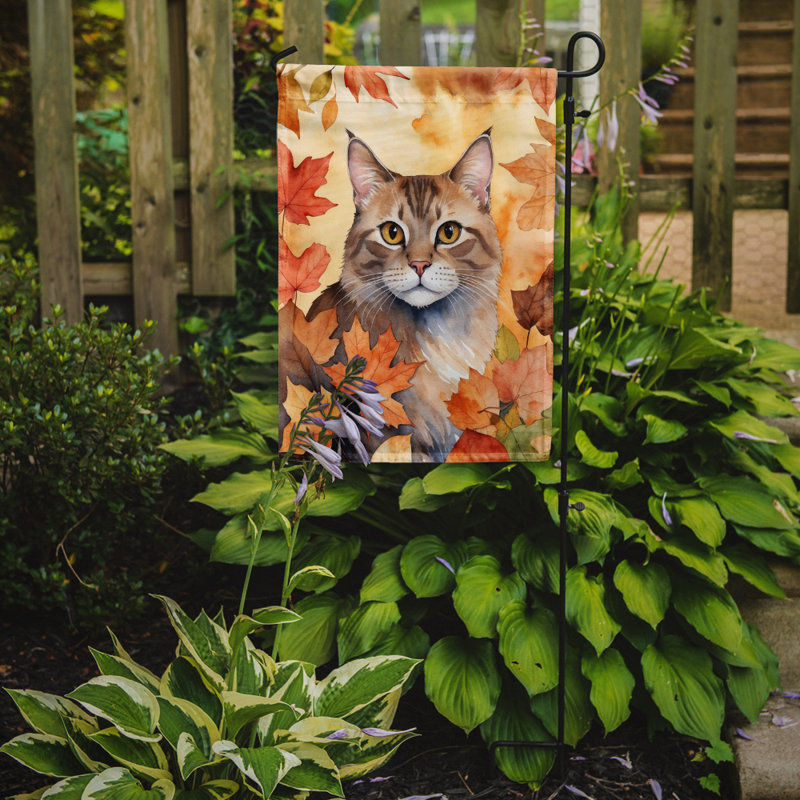 Chat en feuilles d'automne drapeau de jardin, Dwelf