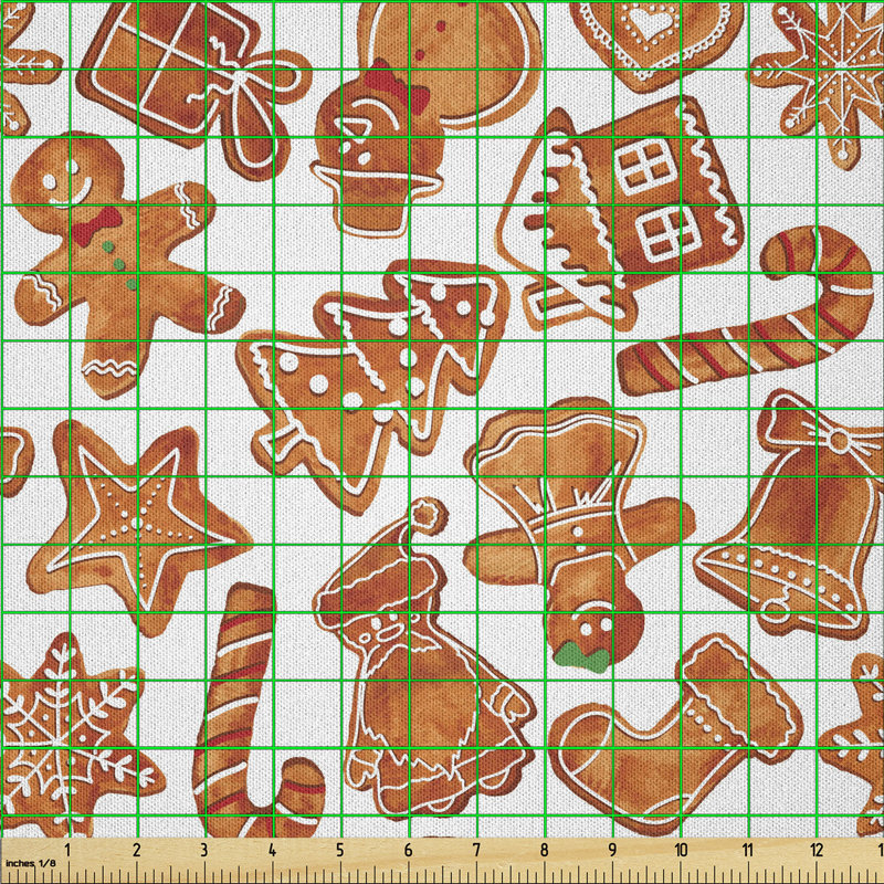Babin Gingerbread Man House Cones Xmas Cookie Celebration Theme Fabric