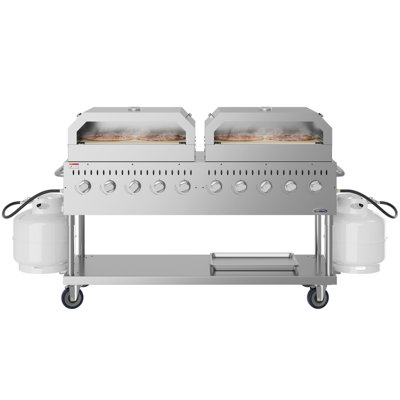 Barbecue commercial au propane 72 po avec deux fours à pizza de 36 po en acier inoxydable, homologué ETL (CGKIT7-P36P36)